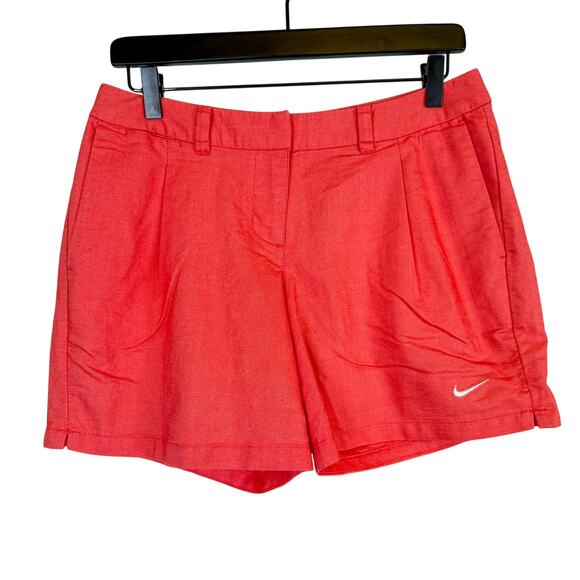 Nike Pants - Nike Golf Dri-Fit Oxford Mid-Rise Pleated Shorts Pink Red 725763 - 6
